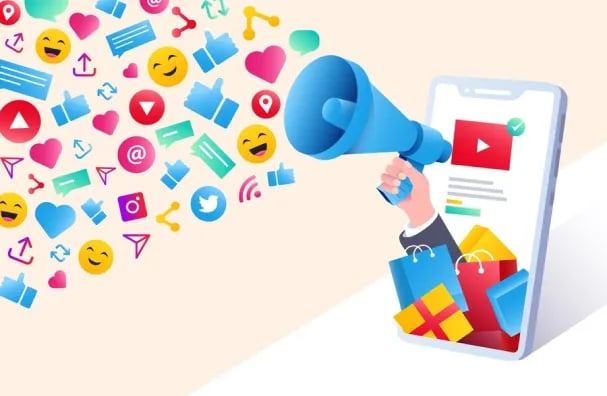 Free vector social media marketing mobile phone concept